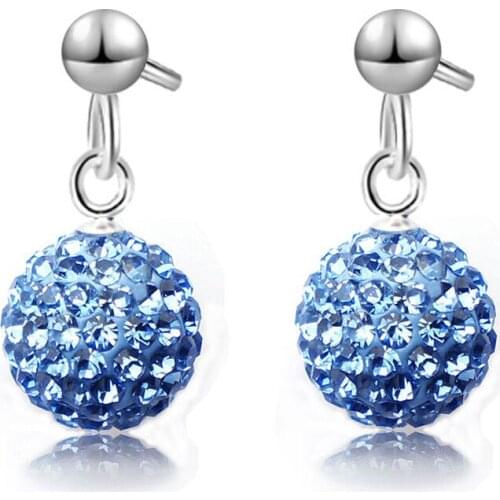 Low price Drop Earrings 925 Sterling Silver Crystal Paved Disco Ball Earrings For Wedding/Engagement/Anniversary