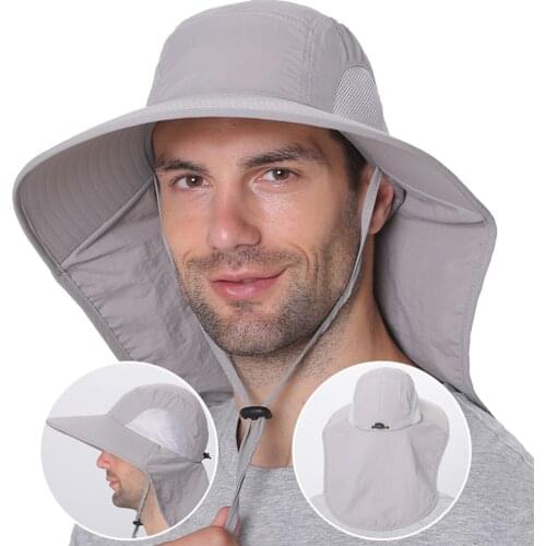 Summer Fisherman Hat Women Men Outdoor Fishing Hiking Anti UV Wide Brim Cap Outdoor UV Protection Large Wide Brim Hiking Fishing