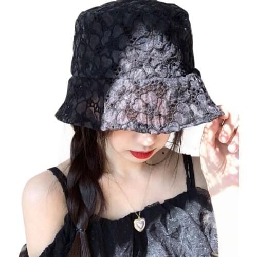 Sun Hats for Women Hollow Lace Hat Cute Little Flower Basin Hat Sun Hat Protection Cap Black Casual Women Summer Caps