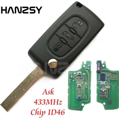 3 Buttons 433MHz ID46 Chip Flip Folding Key For Peugeot 307 308 207 407 607 VA2/HU83 Blade Car Remote Key CE0536