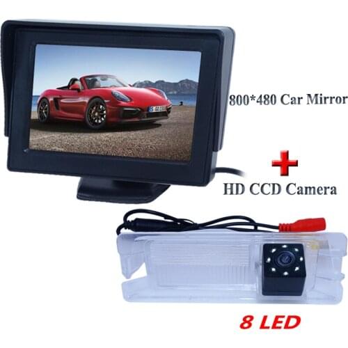 Glass lens+8 led 4.3" car monitor with car rearview camera for Nissan March for Renault Logan for Renault Sandero
