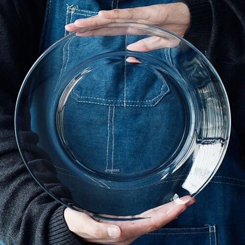 Fruit Glass Plate Toughened Transparent Microwavable Domestic Nordic Ordinary Heat Resisting Original Advanced Extra HeavySimple
