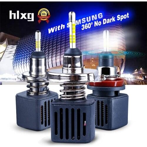 Hlxg 2PCS H1 LED H7 With SAMSUNG CSP Chip Car Led Headlight Bulbs H4 Hi/Lo Beam H11 LED 6500K 9006 HB4 9005 H8 Fog Light