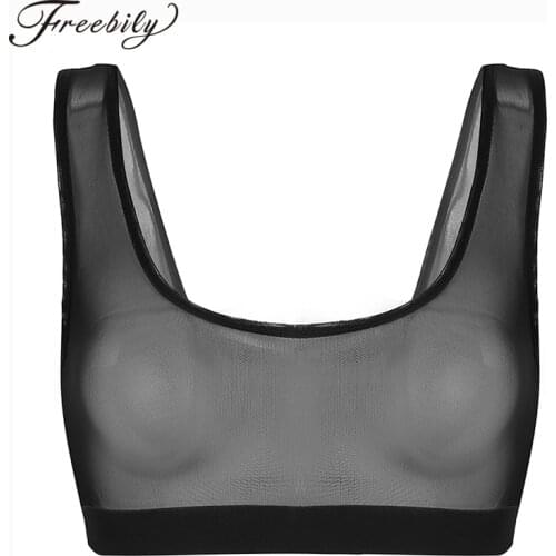 Haut Femme Tank Top Women Sexy Bralette Top Workout Bustier Crop Tops Fashion Ladies Black Mesh Fitness Tight Halter Top Shirt