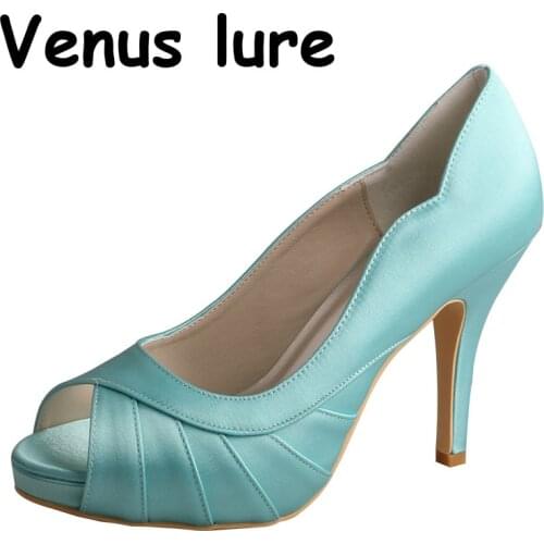 Venus lure Bridesmaid Shoes for Women Mint Green Peep Toe Platform Pumps