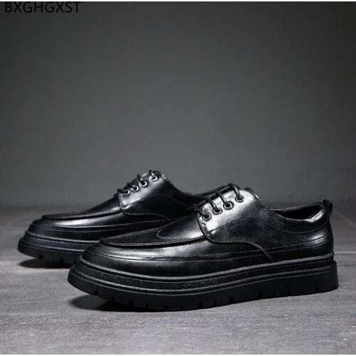 Black Oxford Shoes for Men 2021 Luxury Brand Platform Shoes Man Fashion Leather Casual Shoes Men Chaussure Homme Zapatos Hombre