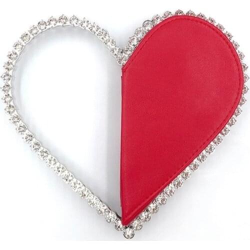 Diamond Red Heart Evening Clutch Bags Luxury Designer Handbag Rhinestone Acrylic Handle Black Purse for Wedding Sac A Main