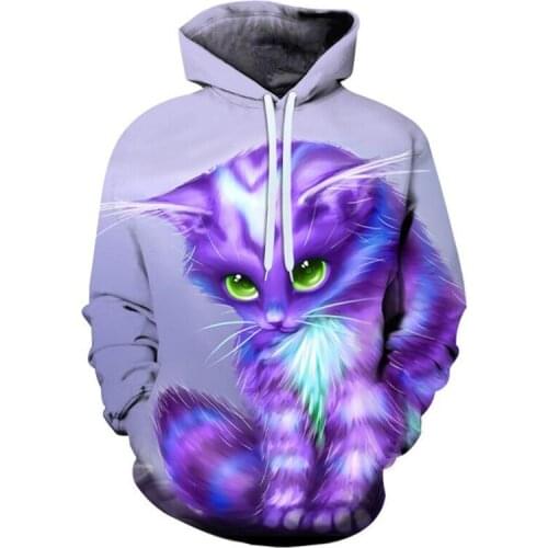 Foreign trade new cute cats personality cat creation art cat 3D kawaii print hoodies pullover thin parent-child Sweatshirt coats