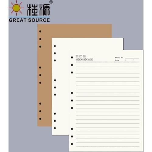 Filofax B5 Loose Leaf Notebook 9 Ring Binder Refill Paper Journal Refillable Folder Paper Kraft Notebook Paper Dotted (6PCS