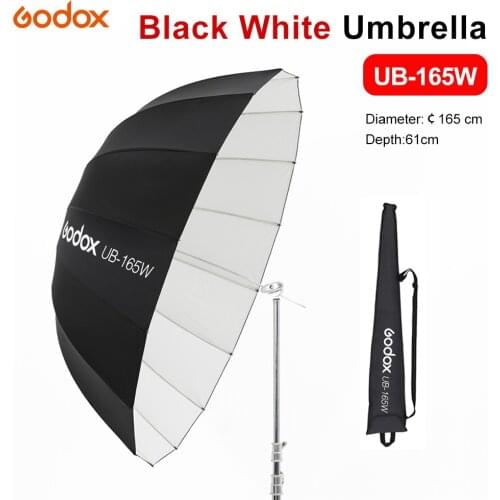 Godox UB-165W 65in 165cm Parabolic Black White Reflective Umbrella Studio Light Umbrella with Black Silver Diffuser Cover Cloth