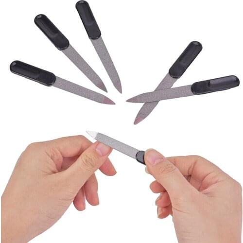 1/5pcs Plastic Handle Metal Double Sided Nail Files Pro Nail File DIY Manicure Pedicure Tool