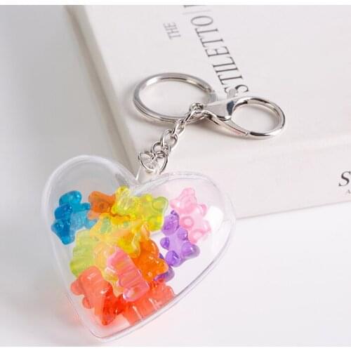 1PC Stereoscopic Keychain Resin Gummy bear charms resin Handbag keyring for woman Car pendants Cute jewelry