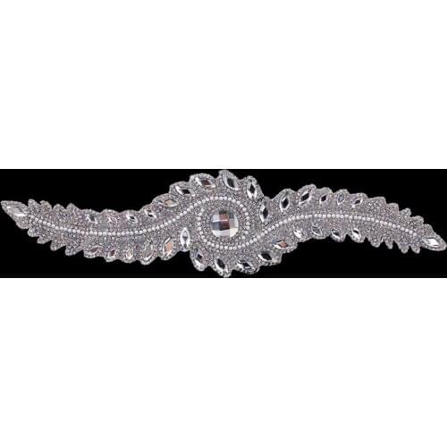 10piece Beaded Crystal Clear Rhinestone Motif Hotfix Stickers Appliques for Bridal Wedding Dresses Sewing Accessories T2329