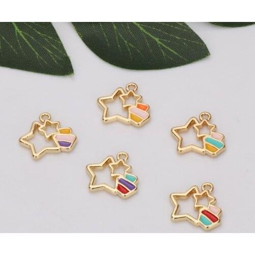 10pcs Hollow Out Meteor Alloy Enamel Charms Dangles Gold Tone Stars Pendants Fit DIY Earrings Bracelets Hair Jewelry Accessory