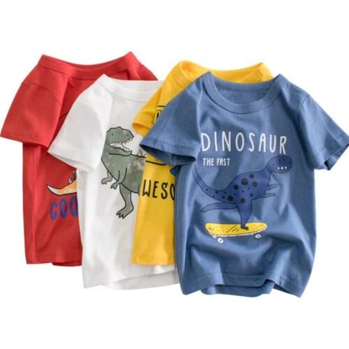 2021 New Summer Fashion Unisex Dinosaur T-shirt Children Baby Boys Short Sleeves Tees Kids Cotton Tops For Girls Clothes 2-7 Y