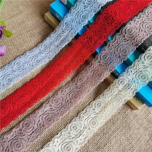 S1060 high-quality elastic lace ribbon 3.8cm colorful small lace trim for sewing accessories
