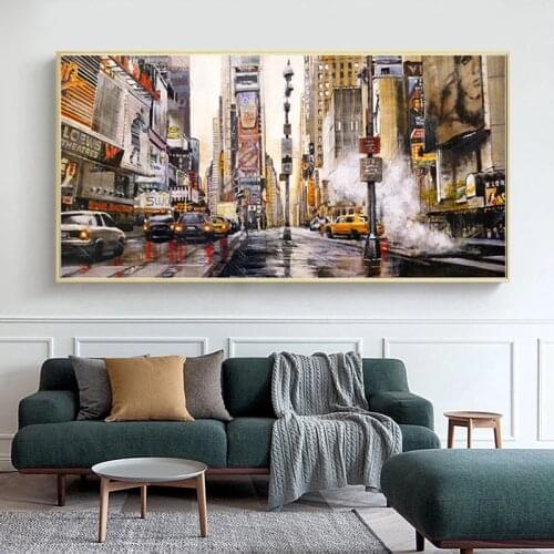 Abstract City Street Landscape Canvas Painting Buildings Posters and Prints Cuadros Wall Art Pictures for Living Room Home Decor