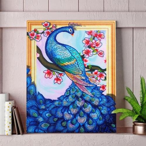 DIY diamond embroidery circle diamond special alien cartoon painting Blue peacock rhinestone crystal painting home decor mural