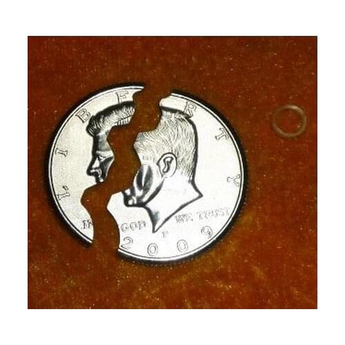 Free Shipping 2pcs/Lot Bite Coin - US Half Dollar Version,Magic Trick,Stage,Close Up,Props,Comedy,Accessories,Magia Toys Classic