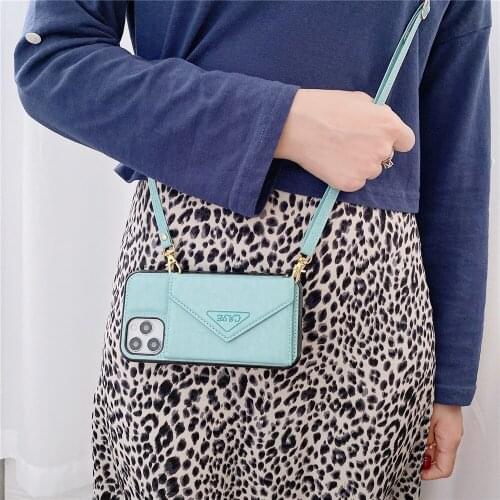 Shoulder Lanyard Card Slot Wallet Case for Samsung Galaxy Note10 Plus Note20 Ultra S20 FE S10 Plus A51 A71 Crossbody Strap Cover