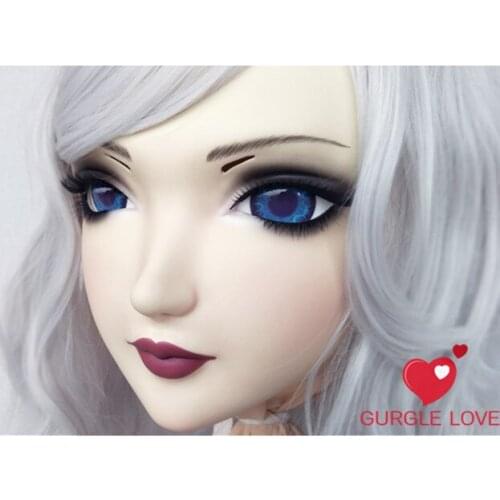 DM054) Girl Sweet Resin Japanese Anime Kigurumi Mask Cosplay Lolita Crossdressing Lifelike BJD Masks