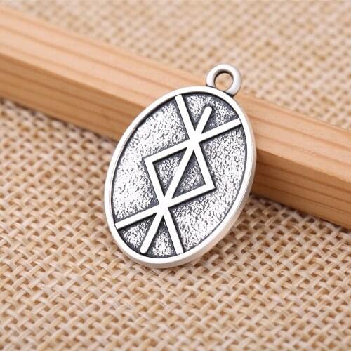 EUEAVAN 20pcs Vintage Nordic Vikings Runes Amulet Charm Pendant Antique Silver Plated Jewelry Accessory