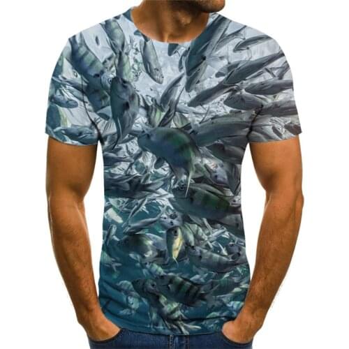 Ocean fish 3D printing men and women T-shirt fish element pattern 3D printing T-shirt fishing fun childrens T-shirt 110-6XL