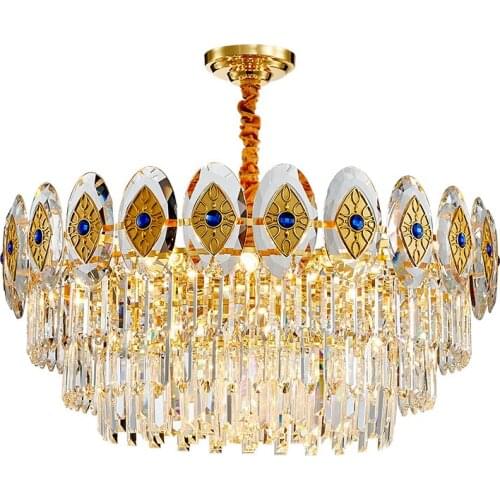 New Arrival Crystal Chandelier Modern Good Quality Round Hanging lustre Elegant K9 Crystal Suspension Lamp for Living room Foyer