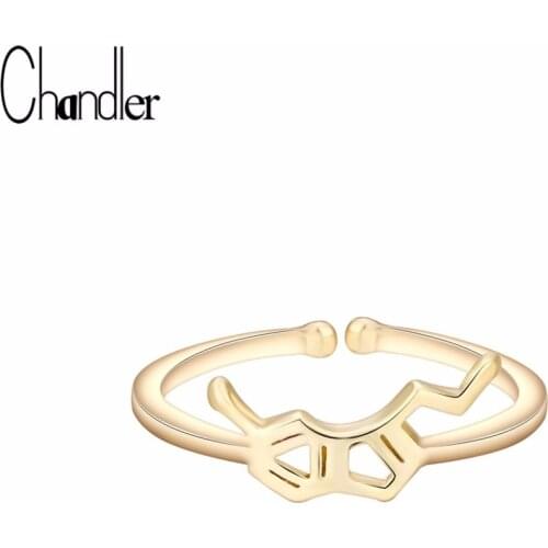 Chandler Plated Serotonin Molecule Chemistry Rings For Women Geometric Ring Classic Simple Midi Finger Open Bague Gifts