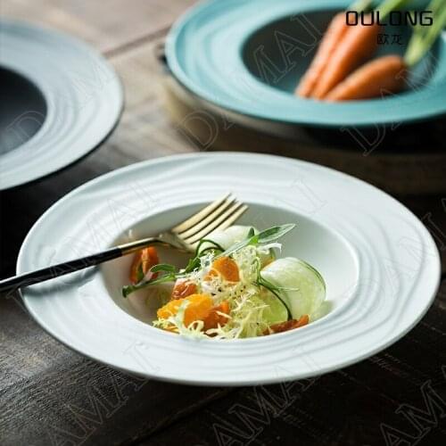 Creativity Ceramic Plates Straw Hat Western Pasta Dish Dining Table Fruit Salad Plate Restaurant Serving Tray Kitchen Tableware