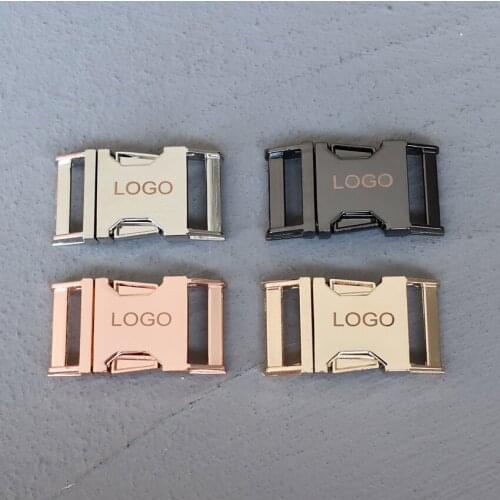 LOGO 100 Pcs 20mm Laser Engraving Metal Bag Strap Quick Side Release Buckle Purse Luggage Outdoor Backpack Webbing Belt Clip