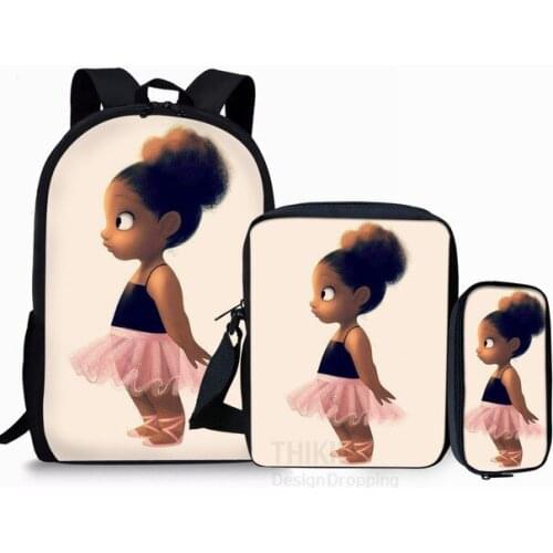 Cute Book Pencil Box Bag Afro African Baby Girl School Backpack For Kids Cute Cartoon Children Girls Storage Schoolbag
