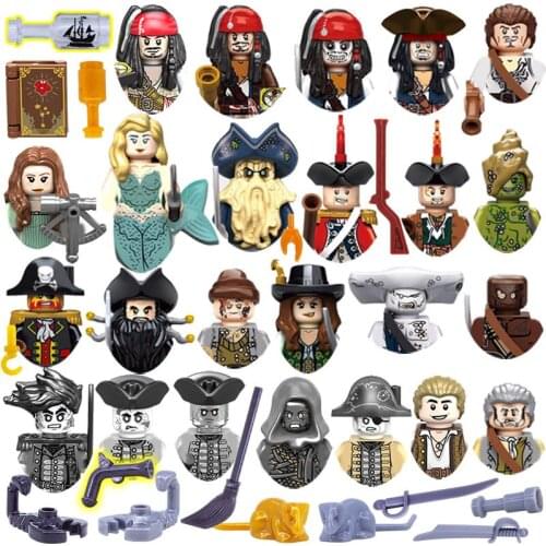 Pirates of the Caribbean Mini Doll Action Figure Jack Sparrow Captain Salazar Hector Barbossa Building Block Brick Toy for kids