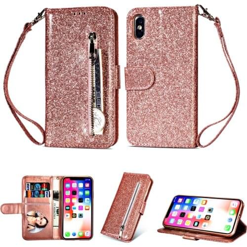 Multi-function Phone Case For Iphone 7 Case XS Max XR 6S 7 8 6 Plus Glitter Diamond Luxury Brand Back Cover For Iphone X Case