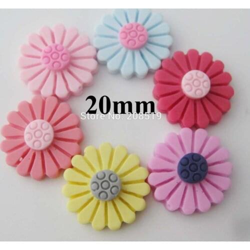 NBNLSV Fashion Buttons resin flower 20MM Flatback multicolors 20pcs decorative hairclip ornament DIY craft supplies