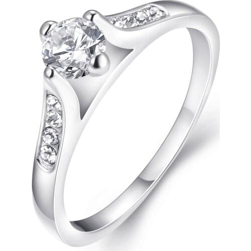 Fashion Jewelry Women White Zircon Rings for Wedding Engagement Gifts