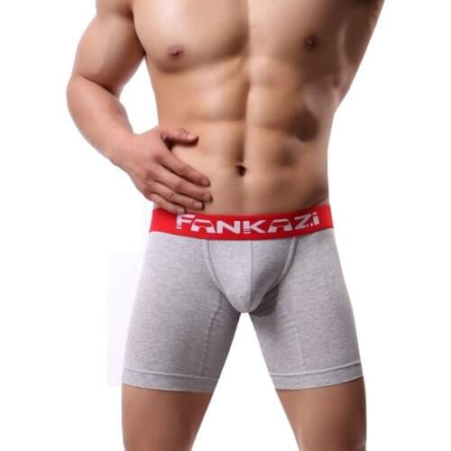 Men Long Leg Boxer Cotton Shorts Men Underwear Mid Waist Underpants Long Boxer Shorts Calzoncillos Hombre Boxer Marca