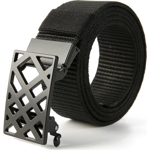 Mens Canvas Belt Mens Casual Tactical Belt Automatic Black Buckle Buckle Students Belt for Men Outdoor Sports Training Strap