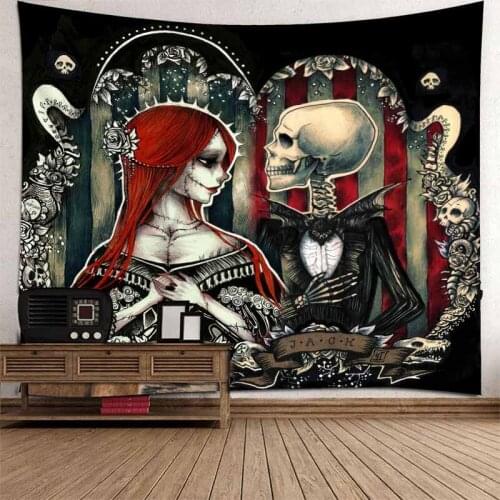 Skull Sweet Couple Tapestries Wall Hanging Tapestry Travel Sandy Beach Picnic Mat Aesthetic Room Decor Decoration Mural Tapiz