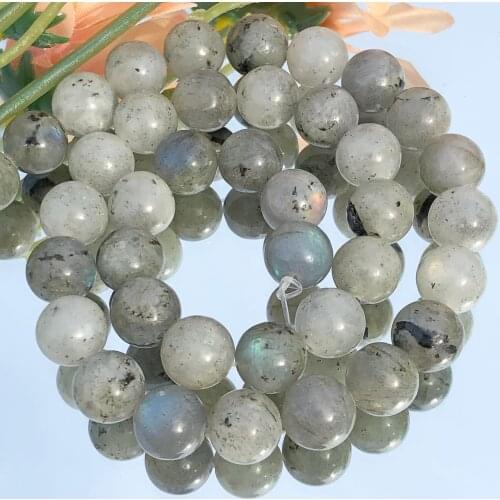 Natural Stone Gray Labradorite Moonstone Beads Round Loose Spacer Beads For Jewelry Making 6/8/10/12mm DIY Bracelet Necklace 15"