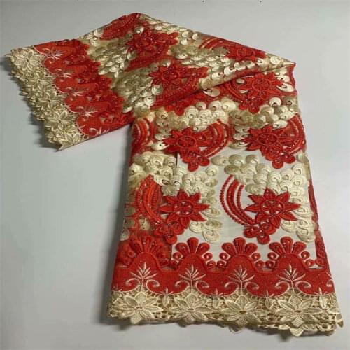 New African Lace Fabric 2021 High Quality French Tulle Lace Guipure Embroidery Fabrics 5 Yards/Lot ! ZQF7786