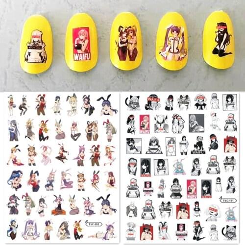 Newest TSC 150 3D design nail art sticker decal stamping back gule DIY nail decoration tips