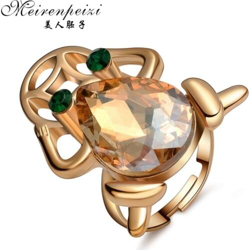 New Xmas Gift DIY Natural Gold Color Novelty Frog Rings For Women Men Fashion Crystal Ring Top Quality Punk Style Woman Rings