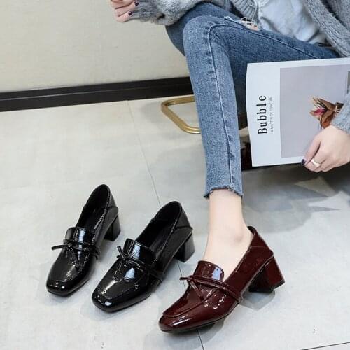 New spring autumn fashion women single shoes solid color light mouth British style daily professional womens high heels U22-66