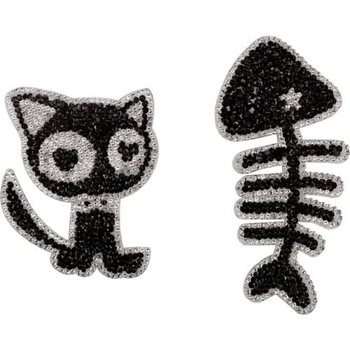 New Cat/fish Pattern Rhinestone Hot Drilling Shoes and Hats Bag Resin Patch Patch with Diamond Clothing Stickers