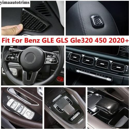 Seat Pillow Button Gear Shift Window Lift Cover Trim Carbon Fiber Accessories For Mercedes-Benz GLE GLS Gle320 450 2020 2021
