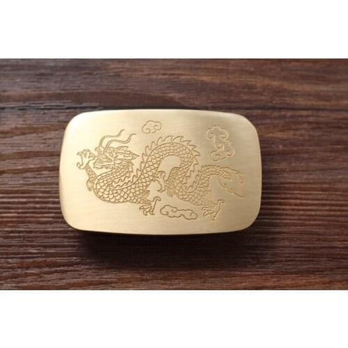 Solid Brass simple Dragon Embossed Belt buckle