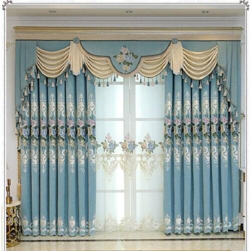 Sense of Luxury Light Luxury High-end European Curtain Chenille Embroidery High Shading Thick Curtains for Living Room Bedroom