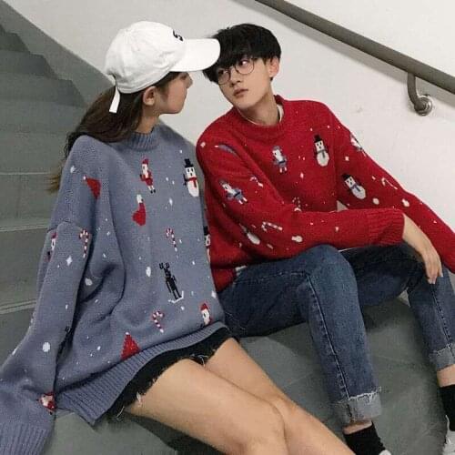 Couple Christmas sweater men and women new korean style loose elk sweater coat autumn and winter Fashion clothes kobieta swetry