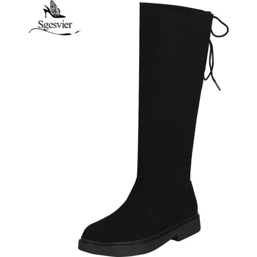 Sgesvier Winter Women Boots Mid-Calf Boots Ladies Winter Warm Side Zipper Shoes Woman Fur Insole Botas Mujer Invierno B964